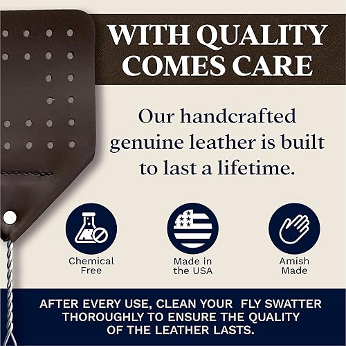 Miniatura 3 de Hope Woodworking - Matamoscas de piel de 17 pulgadas para aplastar moscas, mosquitos, moscas del caballo, avispas, insectos (paquete de 1, color