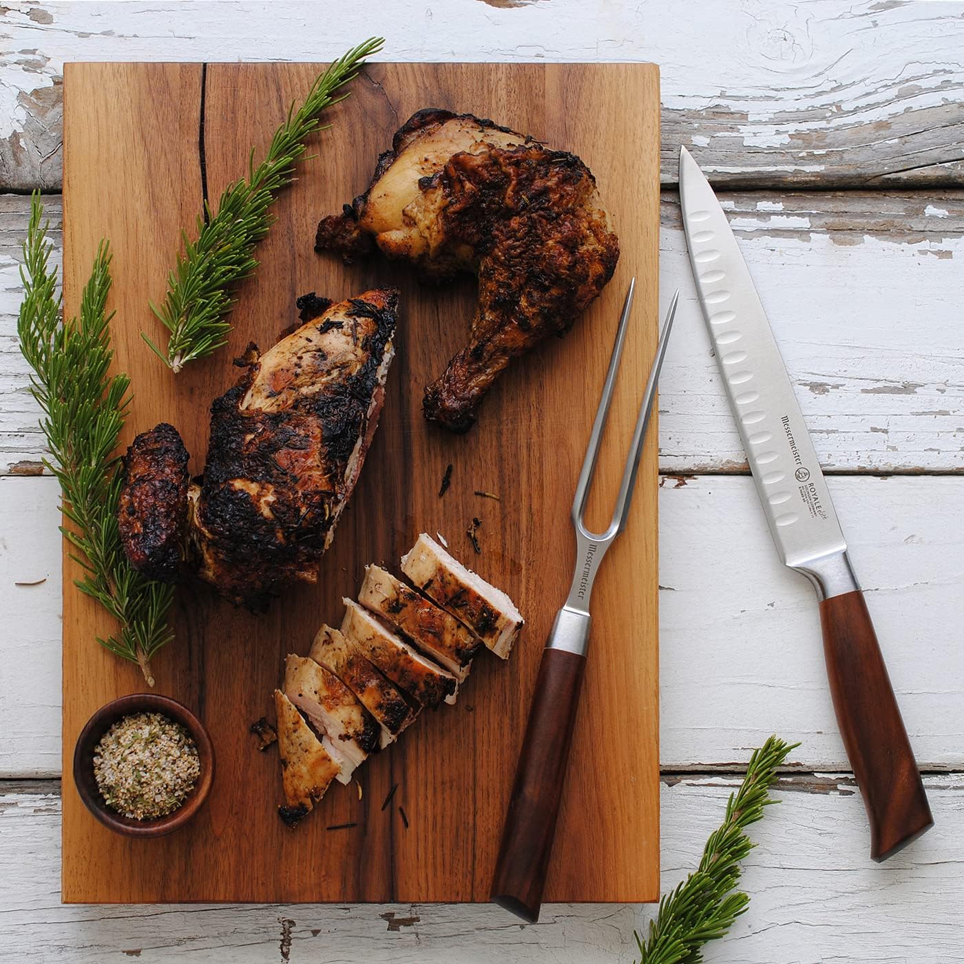 Messermeister Royale Elité Kullenschliff Carving Set / 2 Pc.,Black, Silver,E/9000-2KS