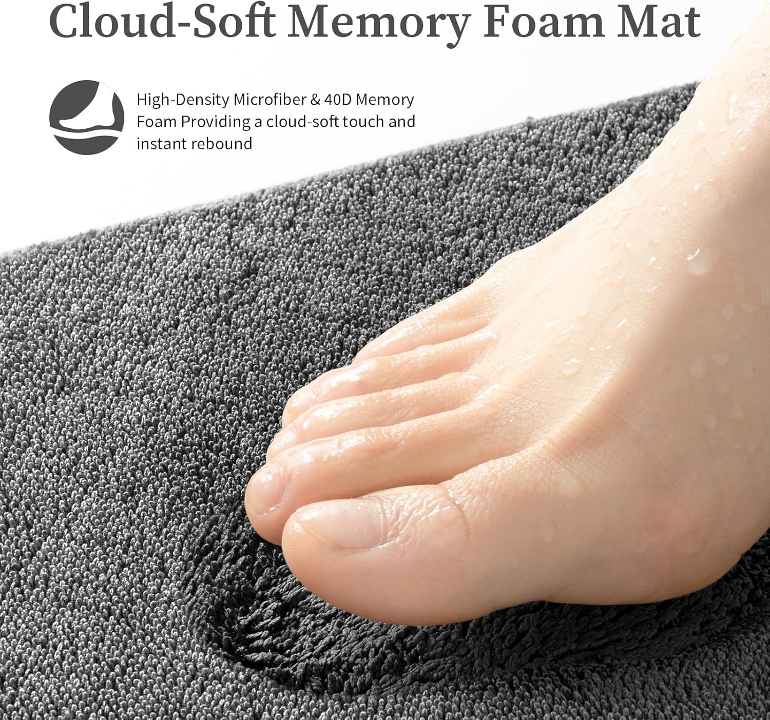 YIHOUSE Memory Foam Bathroom Rugs Sets 2 Piece - Extra Thick Soft Towel-Like Absorbent Bath Mat Set, Non Slip Machine Washable Bath Rugs Carpet for Bath, Tub and Shower (32"x20"+24"x17", Dark Grey)