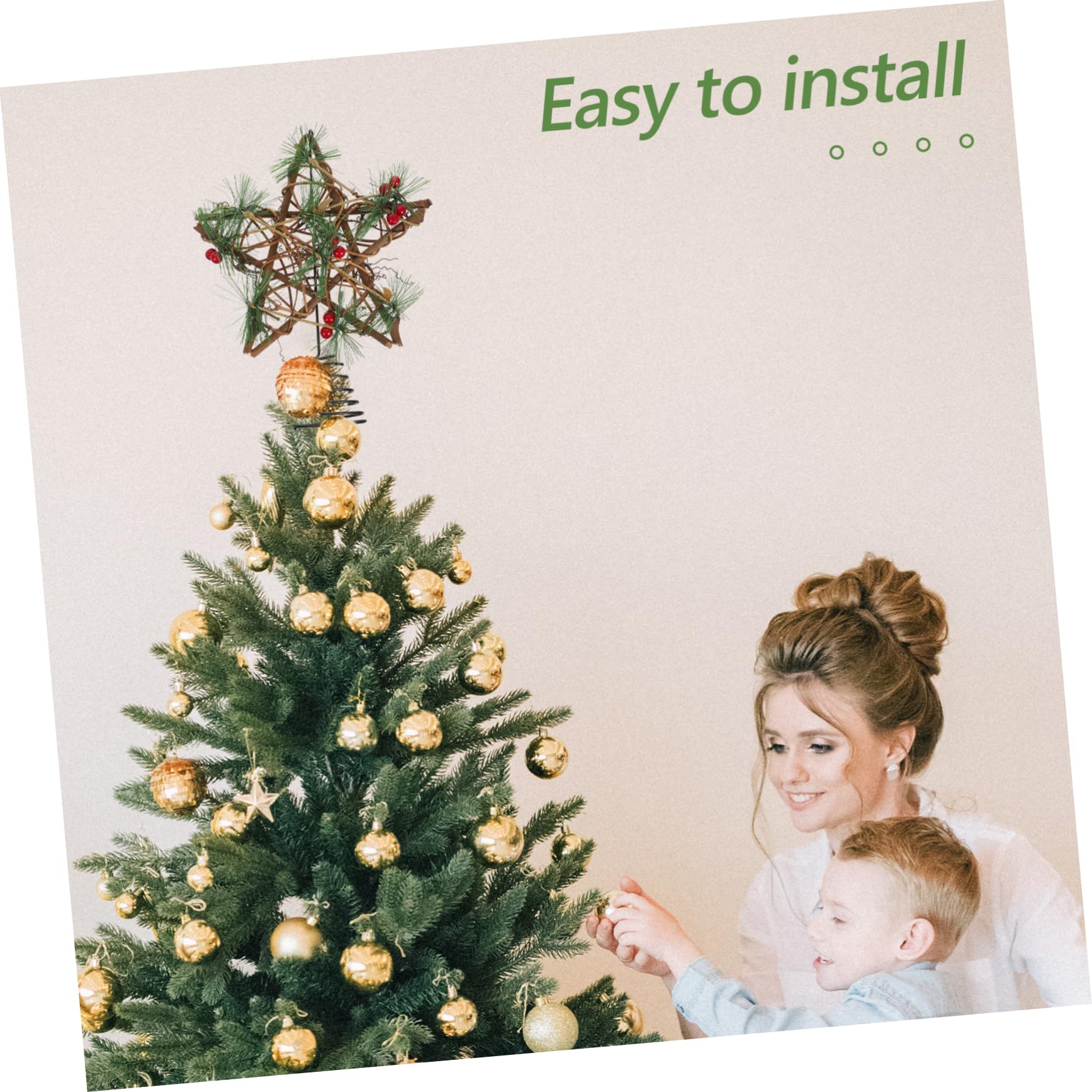 4 Stück Weihnachtsbaumspitze Sterngeflecht Weihnachtsbaumspitze Rattan Sterngeflecht Sternspitze Glitzerstern
