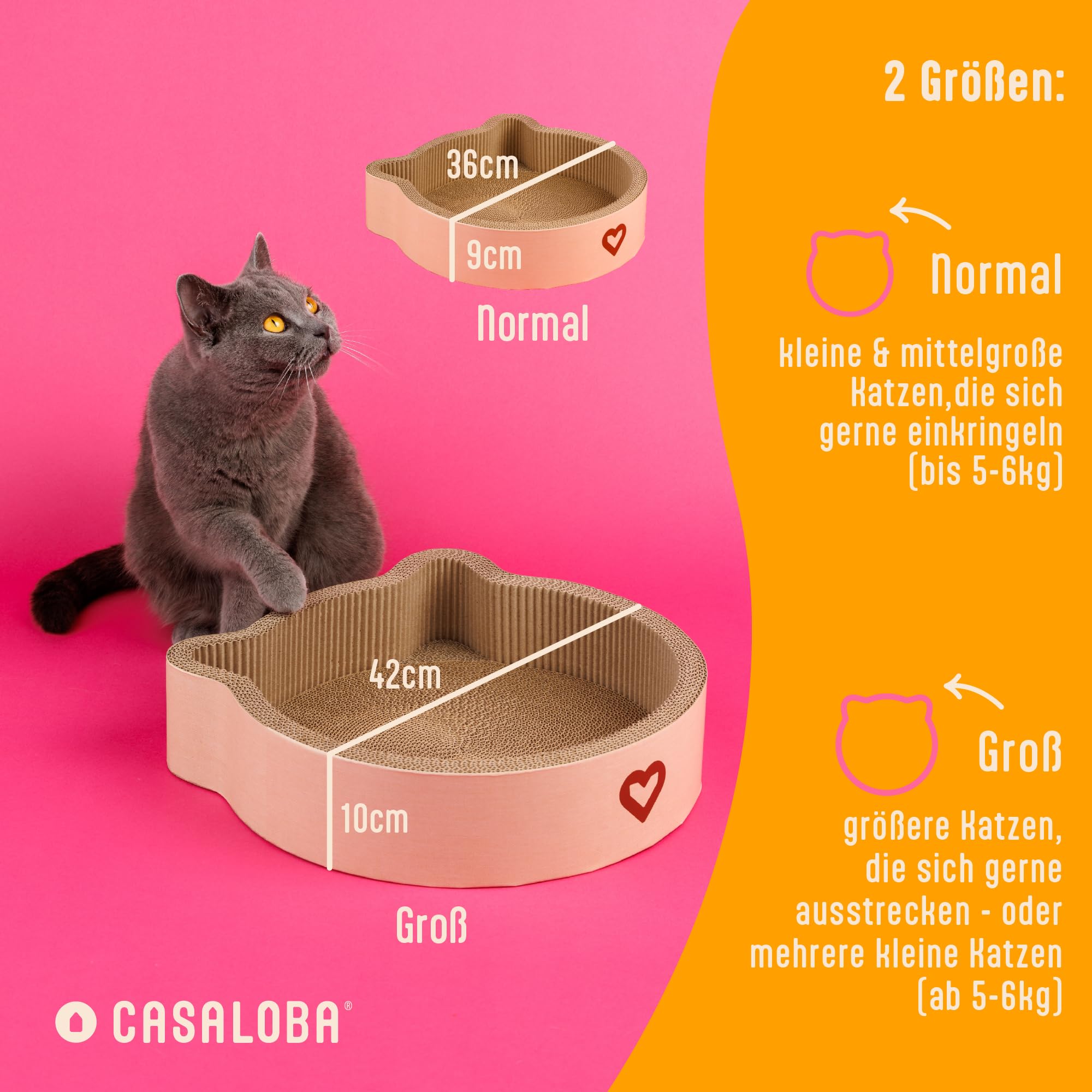 Cestino per gatti per dormire, graffiare e giocare, resistente tappetino per gatti in cartone ondulato di prima classe a forma di testa di gatto | giocattolo 3 in 1 per gatti e mobili da