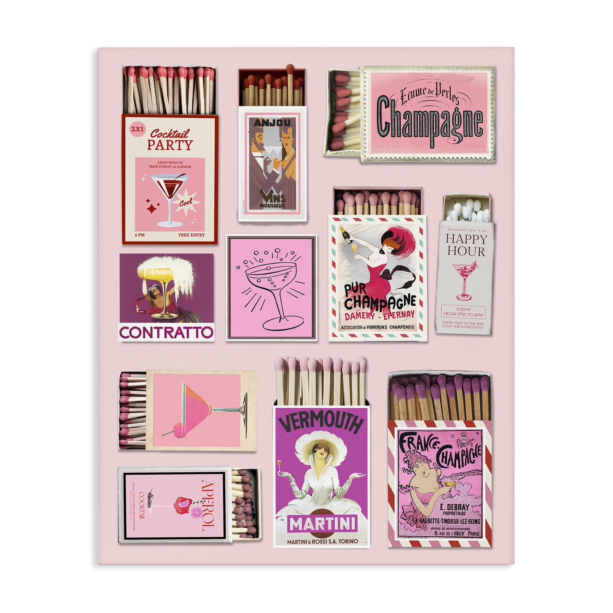 Stupell Industries Unframed Champagne Cocktail Matchbox Glam, 16 X 20 Inch Canvas Wall Art