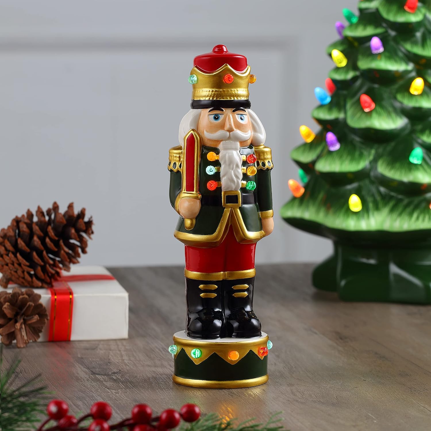 Mr. Christmas 10" Ceramic Nutcracker Christmas Decoration, Multi