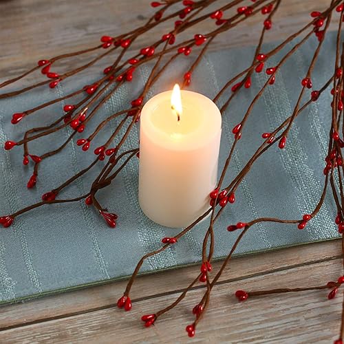 Miniatura 6 de WILLBOND Guirnalda de bayas de 64 pies para Navidad, invierno, decoración de interiores y exteriores, coronas de boda (rojo, paquetes de 30)