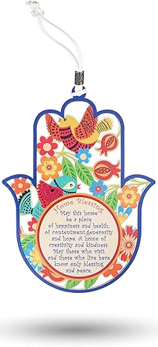 Miniatura 7 de A&S Mezuzot Hamsa - Amuleto de protección contra el mal de ojo para decoración de pared, amuleto de buena suerte para el hogar/negocios en azul con