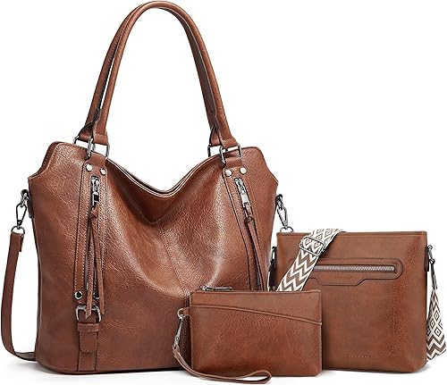 TANTOMI Bolsos de mano para mujer, juego de bolsas cruzadas, bolso grande de cuero con cartera y correas ajustables