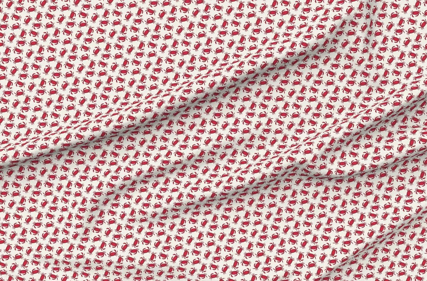 Spoonflower Fabric - Red Crab Scale Ocean Life Sea Beach Nautical Printed on Organic Cotton Sateen Fabric by The Yard - Sewing Quilting Apparel Home Decor