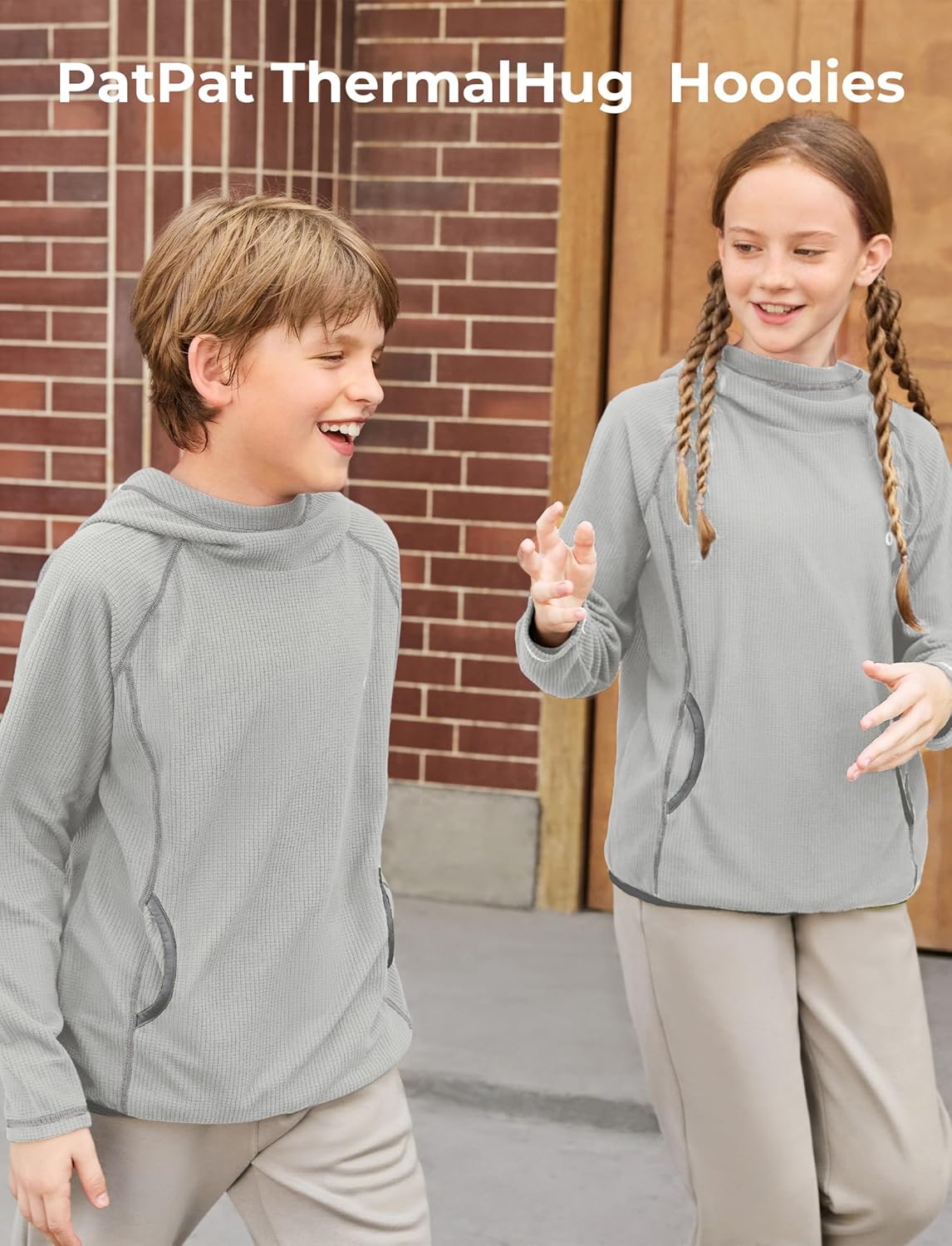 PATPAT Kids Heat-Retaining Hoodie, Smart Thermal Hooded Sweatshirt, Long Sleeve Pullover with Pocket Thumb-hole Cuffs - Image 2