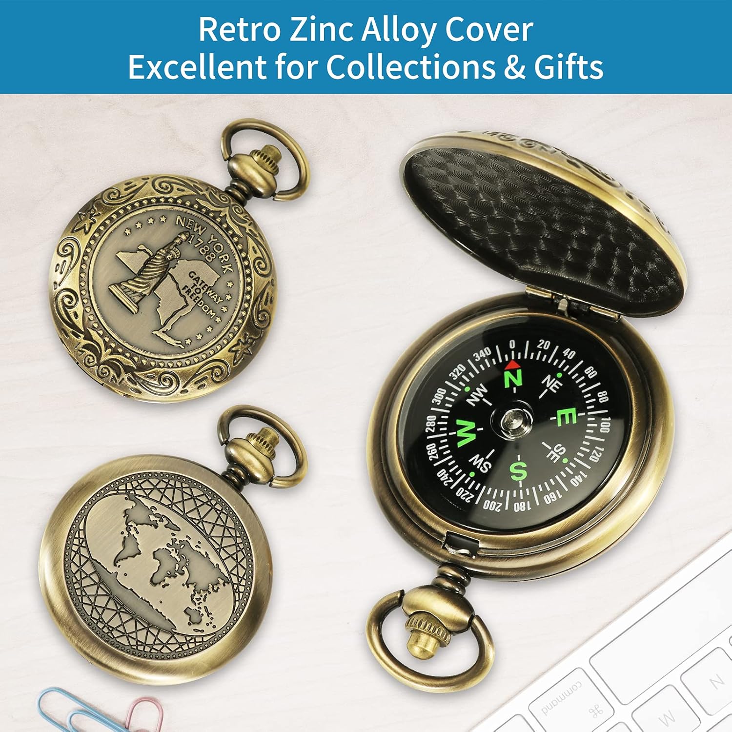 Multifunctional Zinc Alloy Classic Vintage Pocket Compass Accurate Waterproof Compass for Hiking, Camping, Motoring, Boating, Backpacking, Gift and Collection : Sports & Outdoors