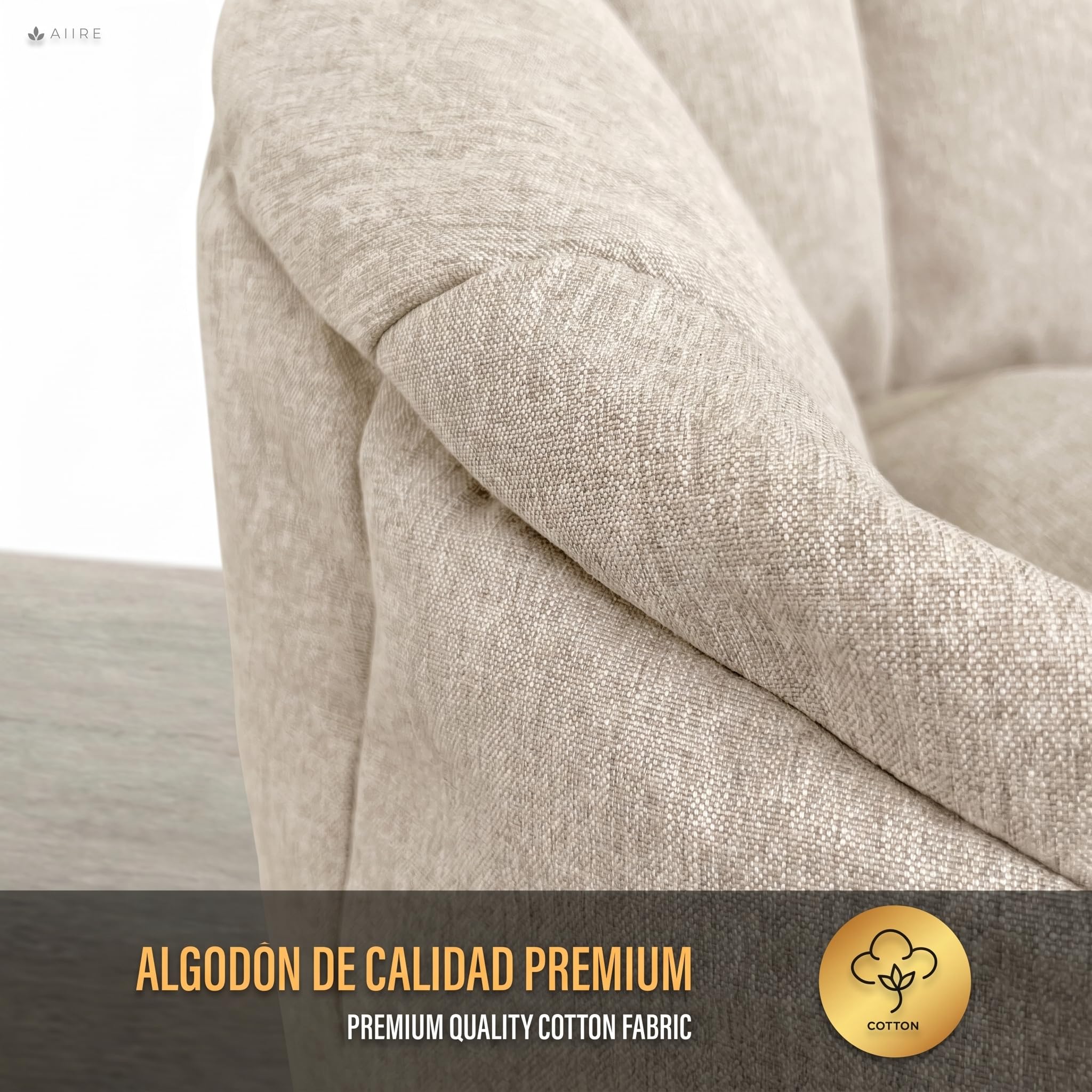 Aiire Sillon Puff Salon de Lujo - [85x85x75] Sofa Puf Moderno en Algodón Premium - Puffs con Relleno Incluido para Adultos o Decoracion Habitacion Juvenil - Bean Bag Chair Infantil XXL Beige