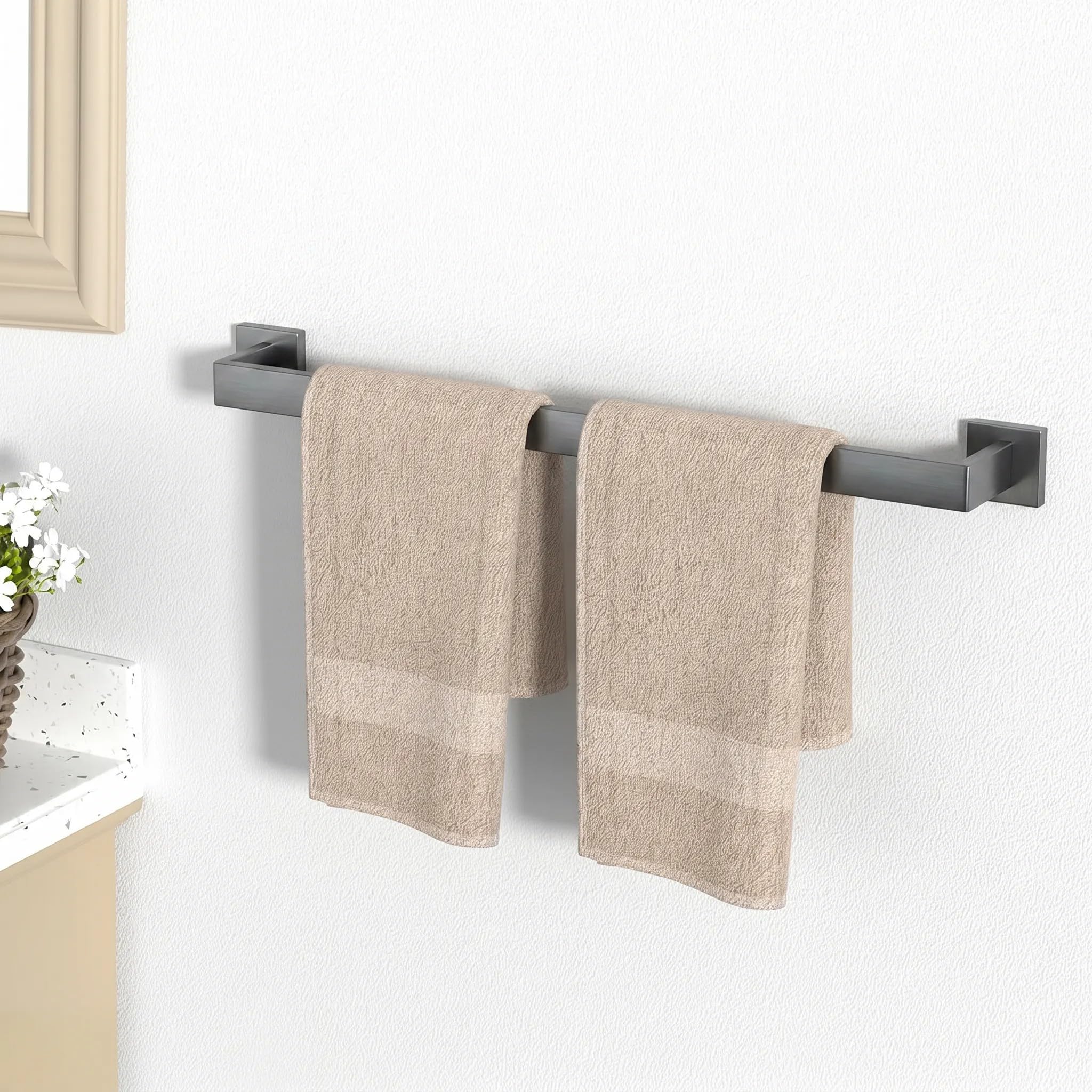 Rea - Juego de Perchas de baño Rio 4 Piezas - Titanio - Metal - 10 x 10 x 10 cm
