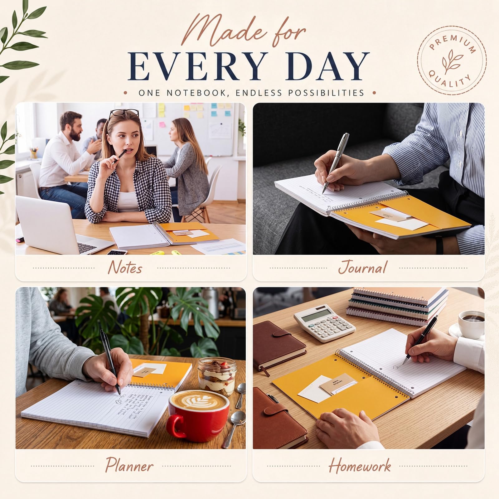 Qilery Paquete de 6 cuadernos de 5 asignaturas con rayas universitarias con tapa dura, 200 hojas gruesas, diario en espiral de 8 x 10.5 pulgadas, cuaderno grueso de 3 agujeros, colores surtidos, línea
