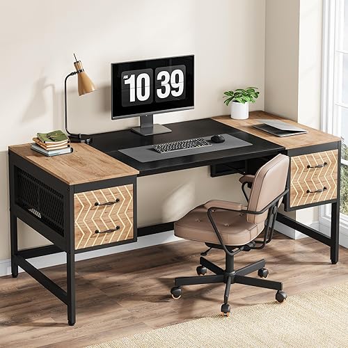 Miniatura 4 de Escritorio para computadora de 63 pulgadas con 4 cajones de almacenamiento, escritorio ejecutivo de madera, mesa de estudio, muebles de negocios de