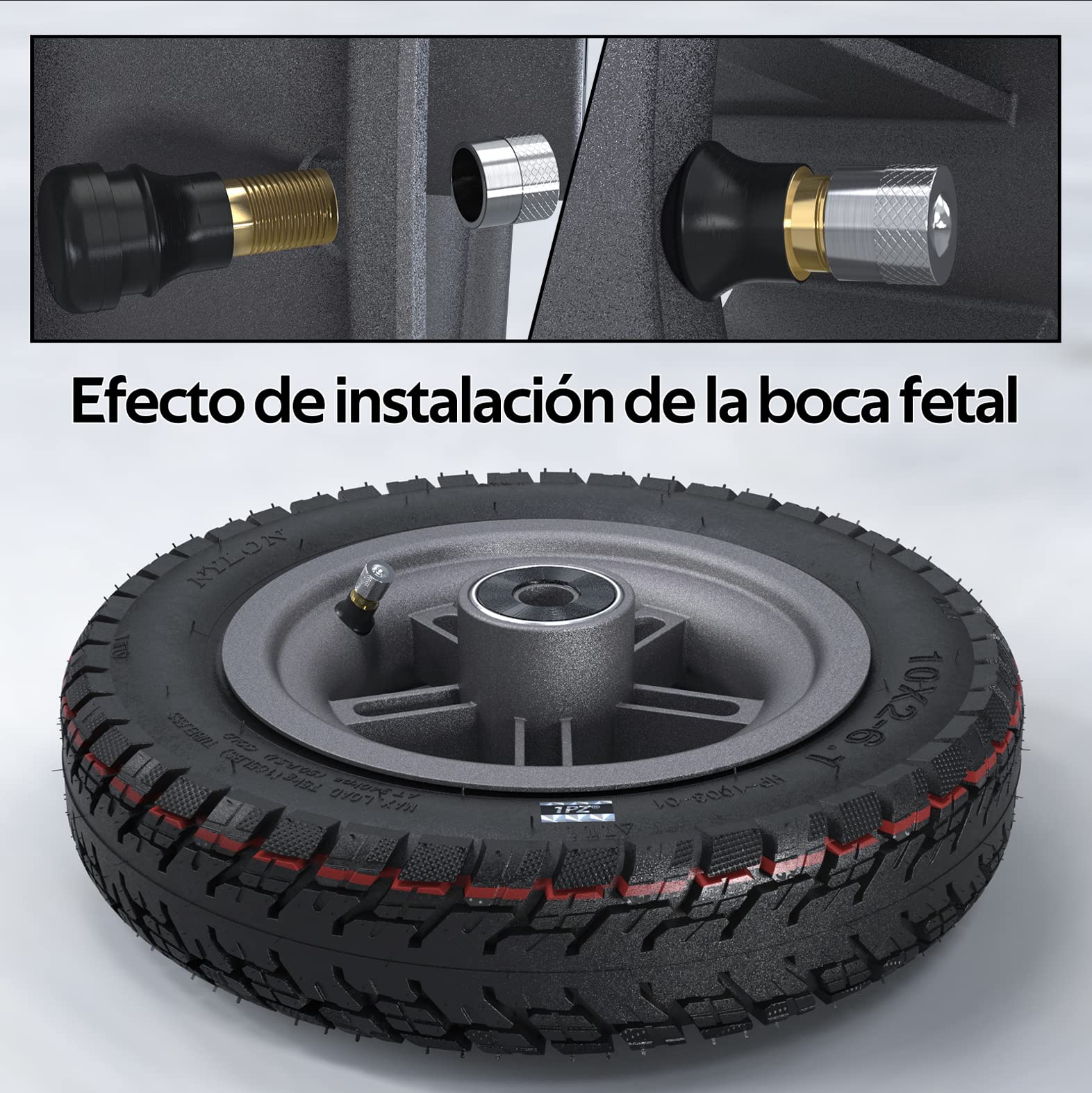 1PZ ST1-X02 Rueda de 10x2-6.1 para 10 pulgadas Patinete Eléctrico Xiaomi M365 / Pro/Pro 2 / 1s / Lite, Neumático Tubeless Cubierta para patinete xiaomi