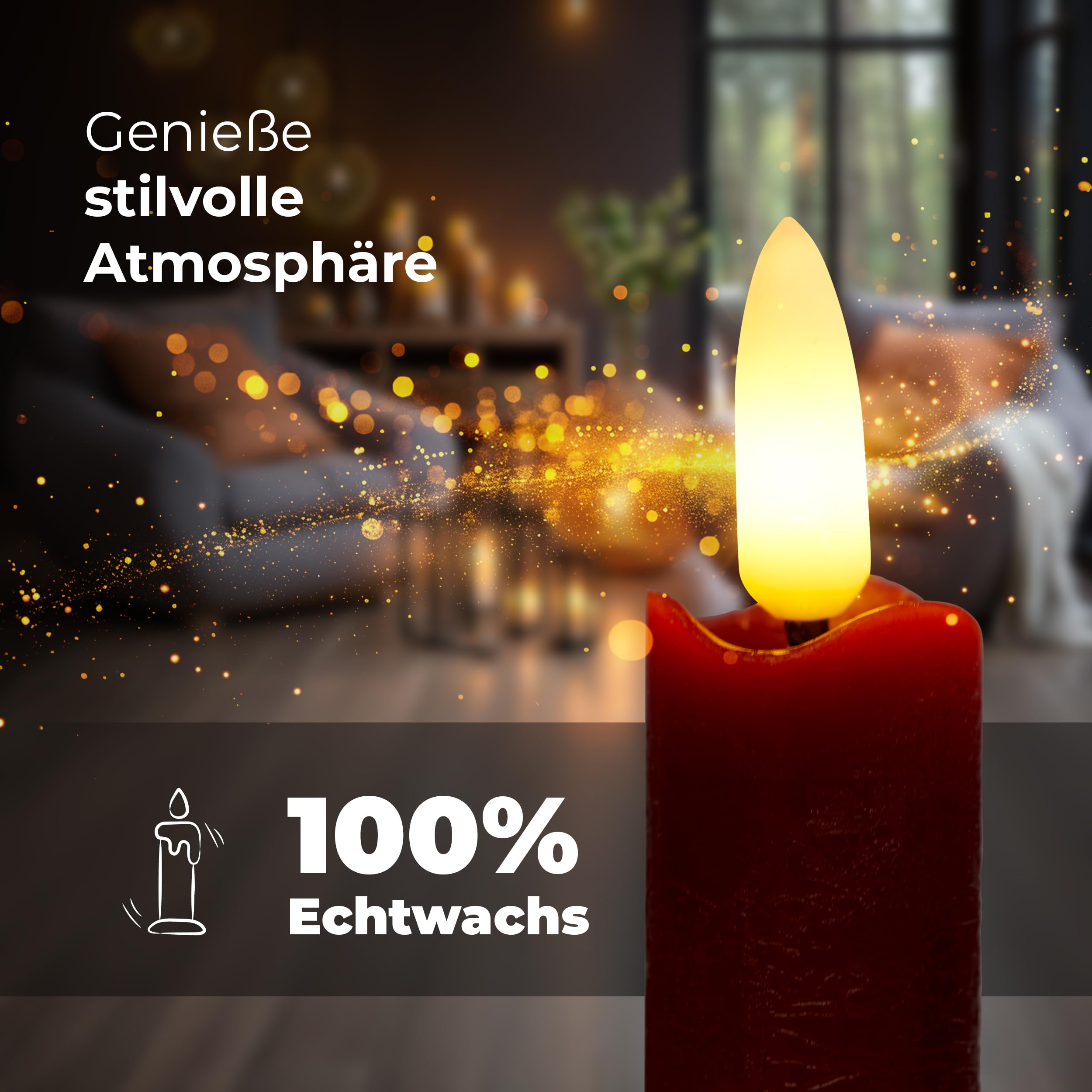 Candele A LED Con Timer 4 Pezzi Grigie - Vera Cera A Coste, Effetto Fiamma Tremolante, H23 Cm - 2