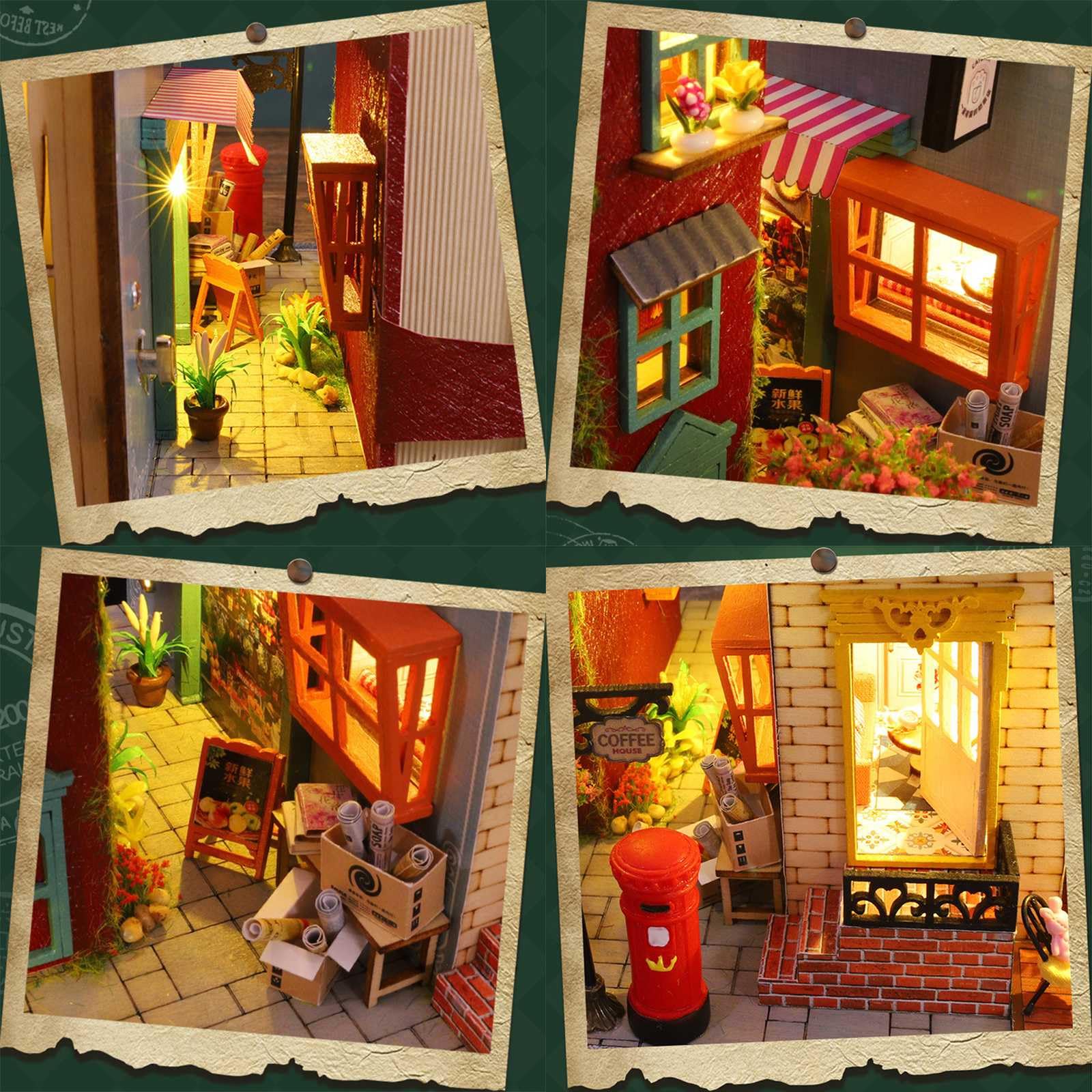 Model edukacyjny Miniaturowa biblioteka Zestaw do samodzielnego składania książek dla dorosłych, Drewniane puzzle 3D Bookend, Zestaw do budowania modeli domów z książkami Wstaw dekoracje ze światłem,