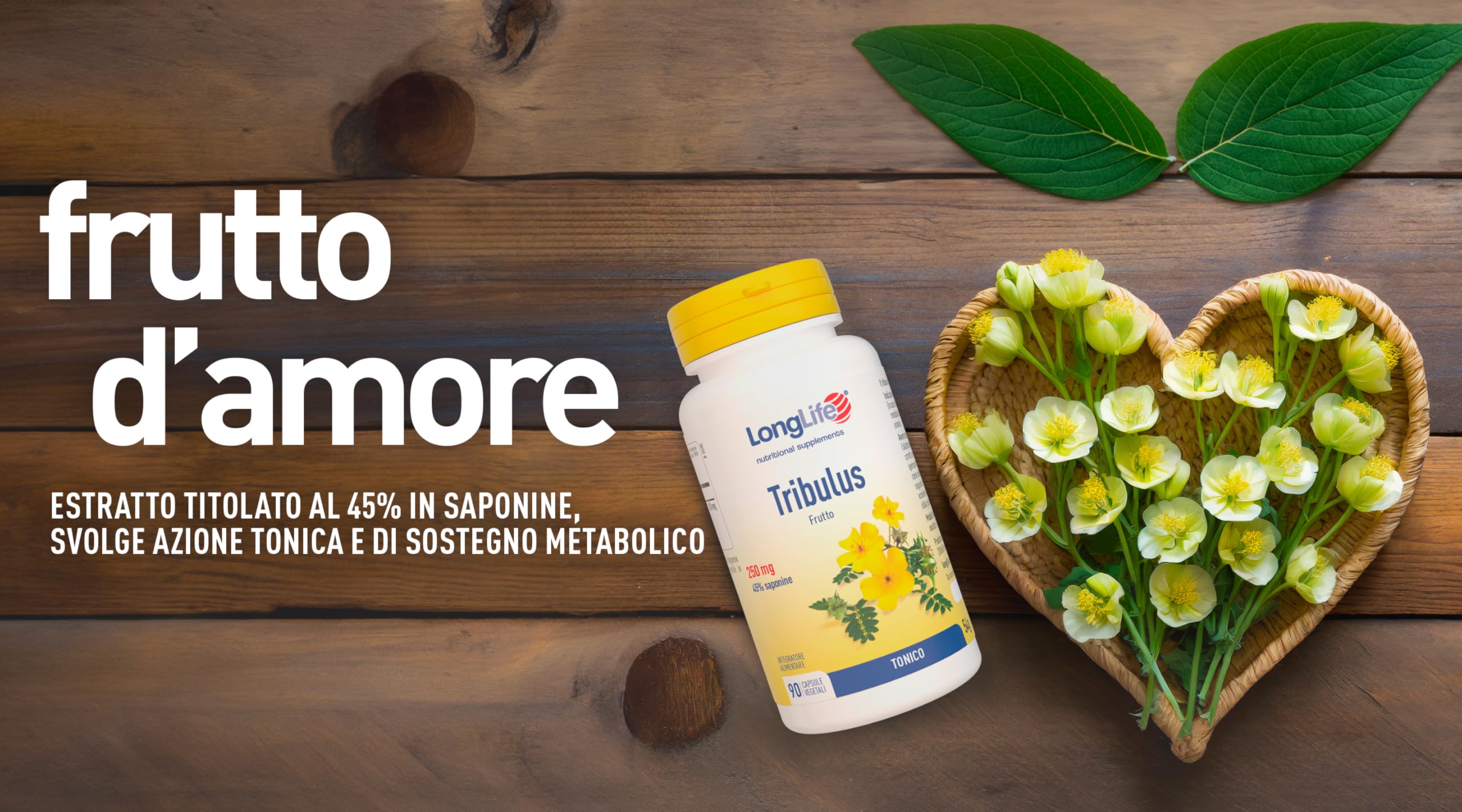 LongLife® Tribulus | Estratto titolato al 45% in saponine | Azione tonica e sostegno metabolico | Vie urinarie e funzione digestiva | Fino a 3 mesi di trattamento | Vegano e senza glutine