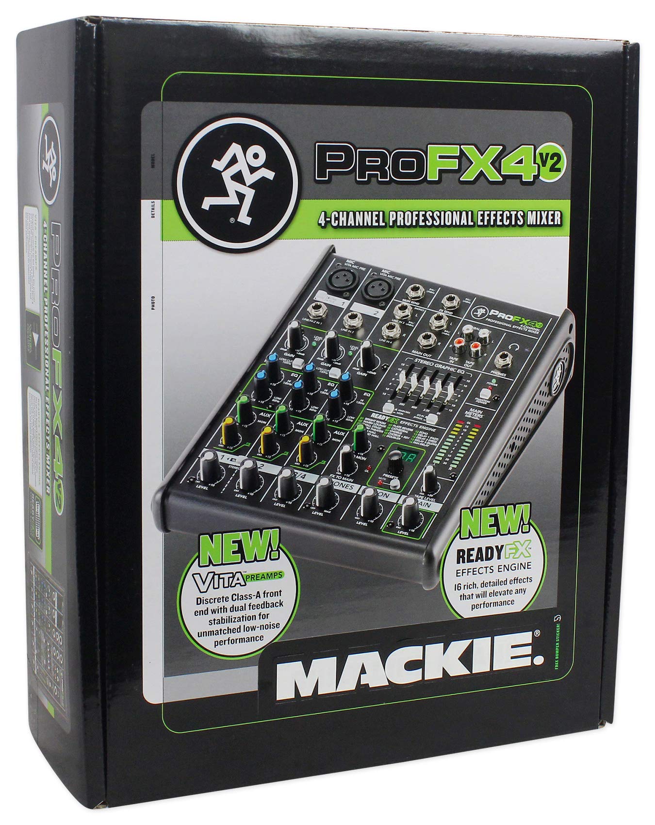 New Mackie PROFX4v2 4 Channel Compact Mixer w Effects PROFX4 V2 +