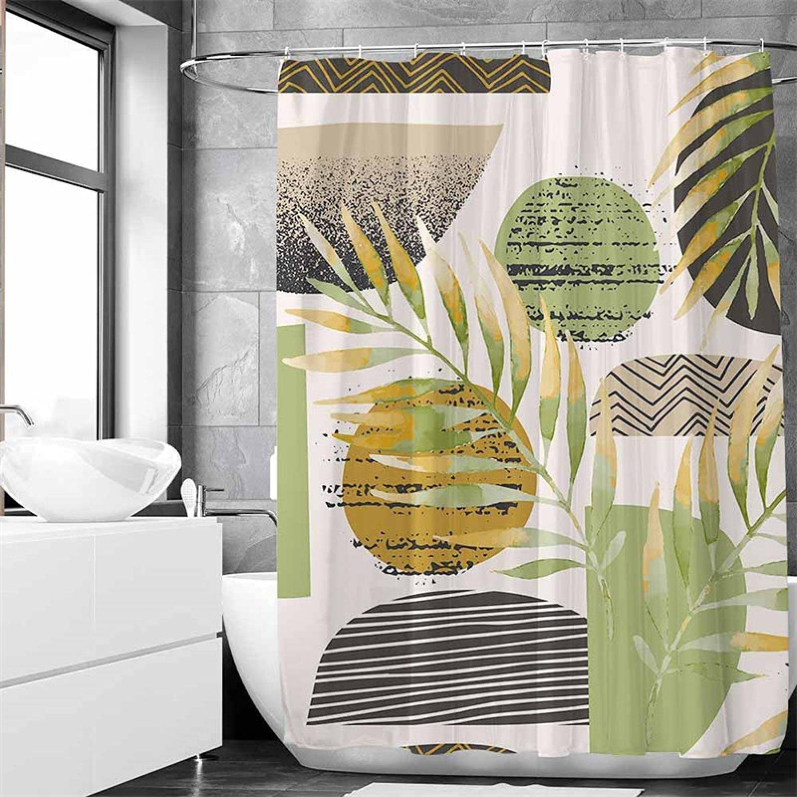 Feuilles de plantes rideau de douche anti-moisissure tissu imperméable noir pour petite douche