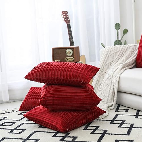 Miniatura 512 de UGASA - Juego de 2 fundas de almohada de terciopelo a rayas, funda decorativa para cojín con cremallera oculta para el hogar, sofá, dormitorio,