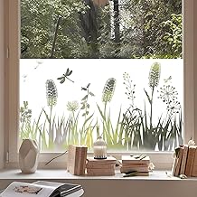 dktie Window Film, Privacy Film, Decorative Window Film with Hollowed Plant Pattern and White Background (04, 44.5 x 200 cm)