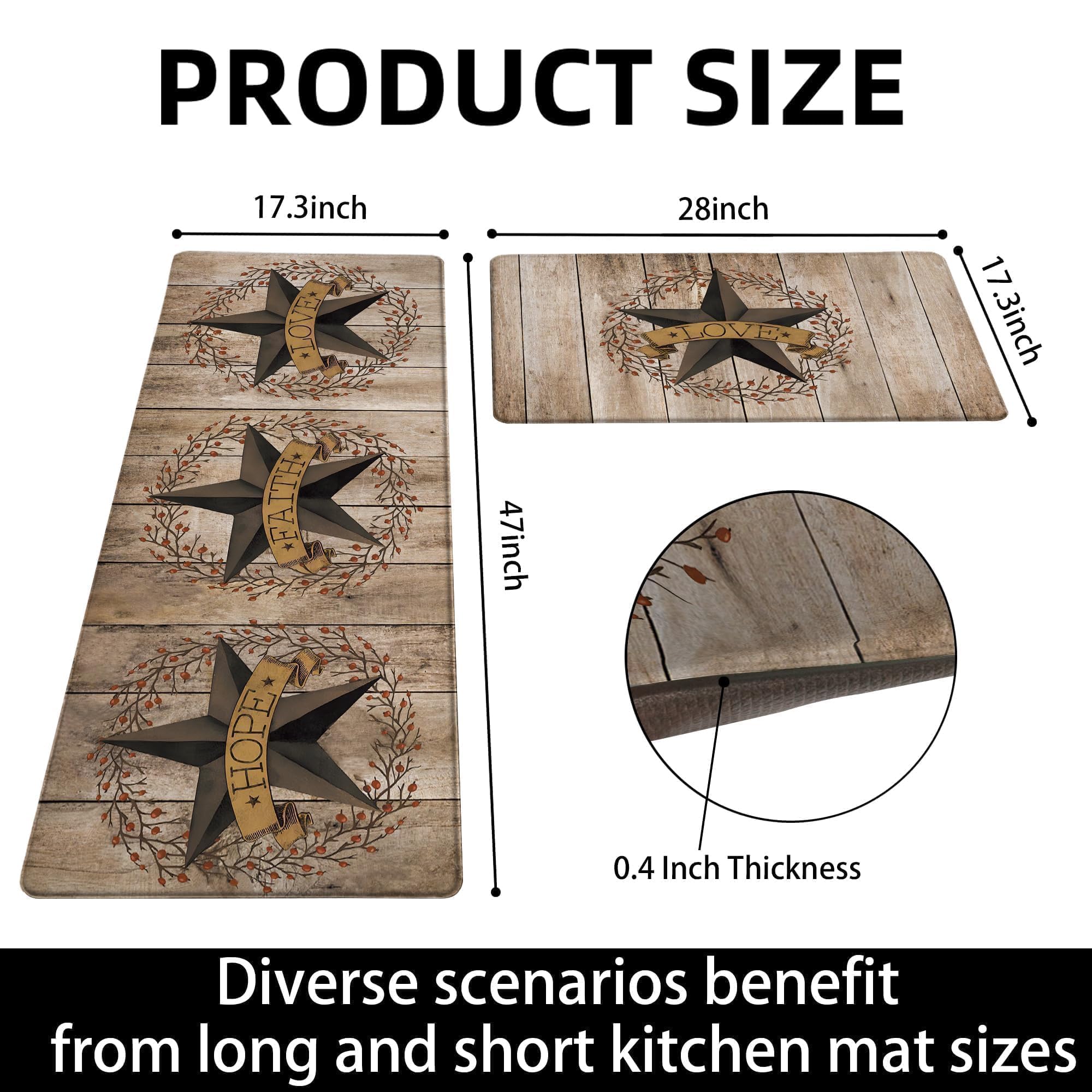 Küchenteppiche Aus Rindsleder-Optik – 2er-Set, Western-Design | Rutschfest, Wasserdicht & Anti-ermüdend | Größen: 44,5x119,4 Cm & 44,5x74,9 Cm