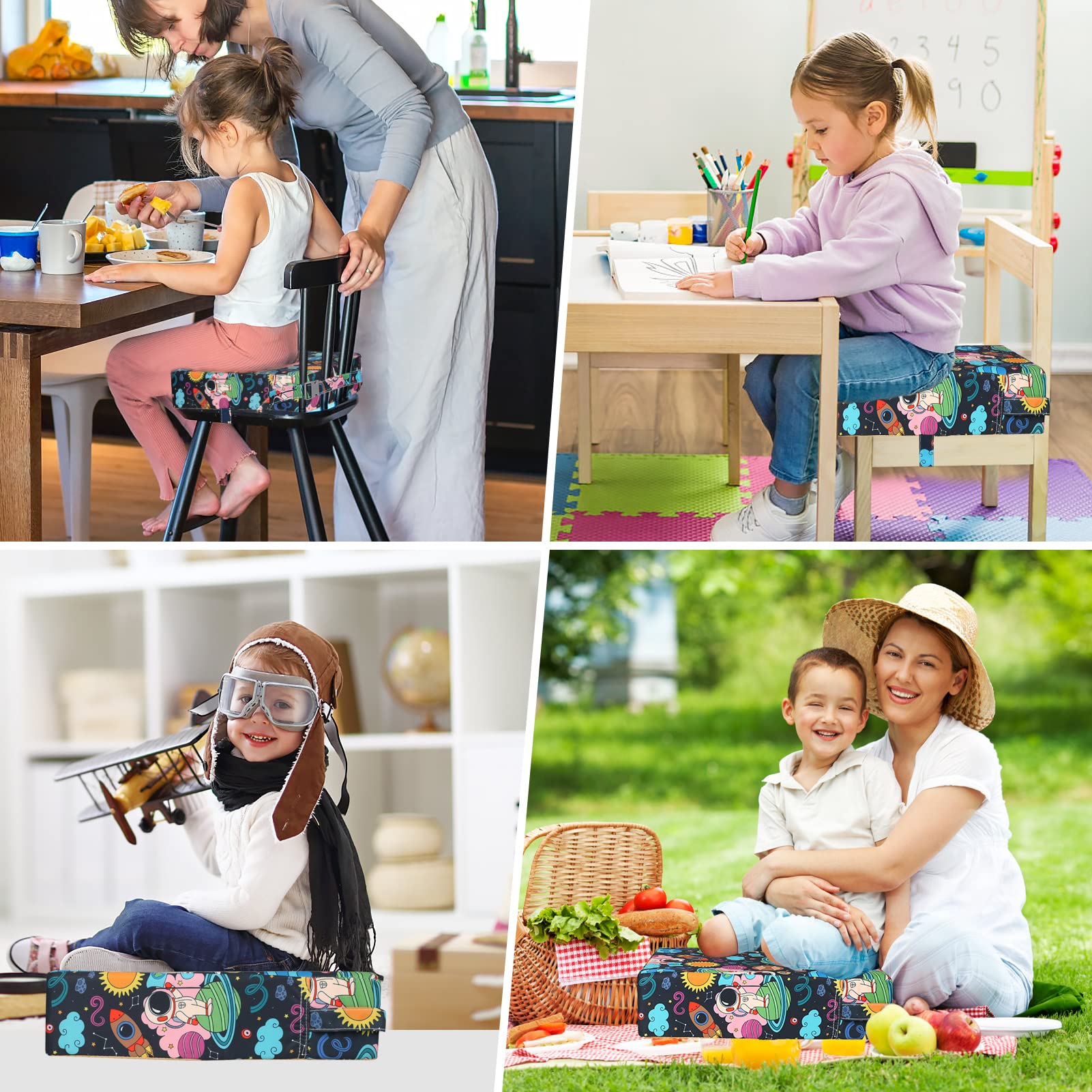 Alzador Silla para Niños Comer, Impermeable Fuerte Soporte Portátil Asiento Elevador para las Comidas de los Niños Pequeños, Fácil de limpiar Cojín del Asiento Elevador (Azul tibetano)