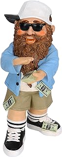 Mood Lab Garden Gnome - Lucky Rich Gnome Statue - 9.25 Inch Tall Lawn Figurine - for Outdoor or House Decor