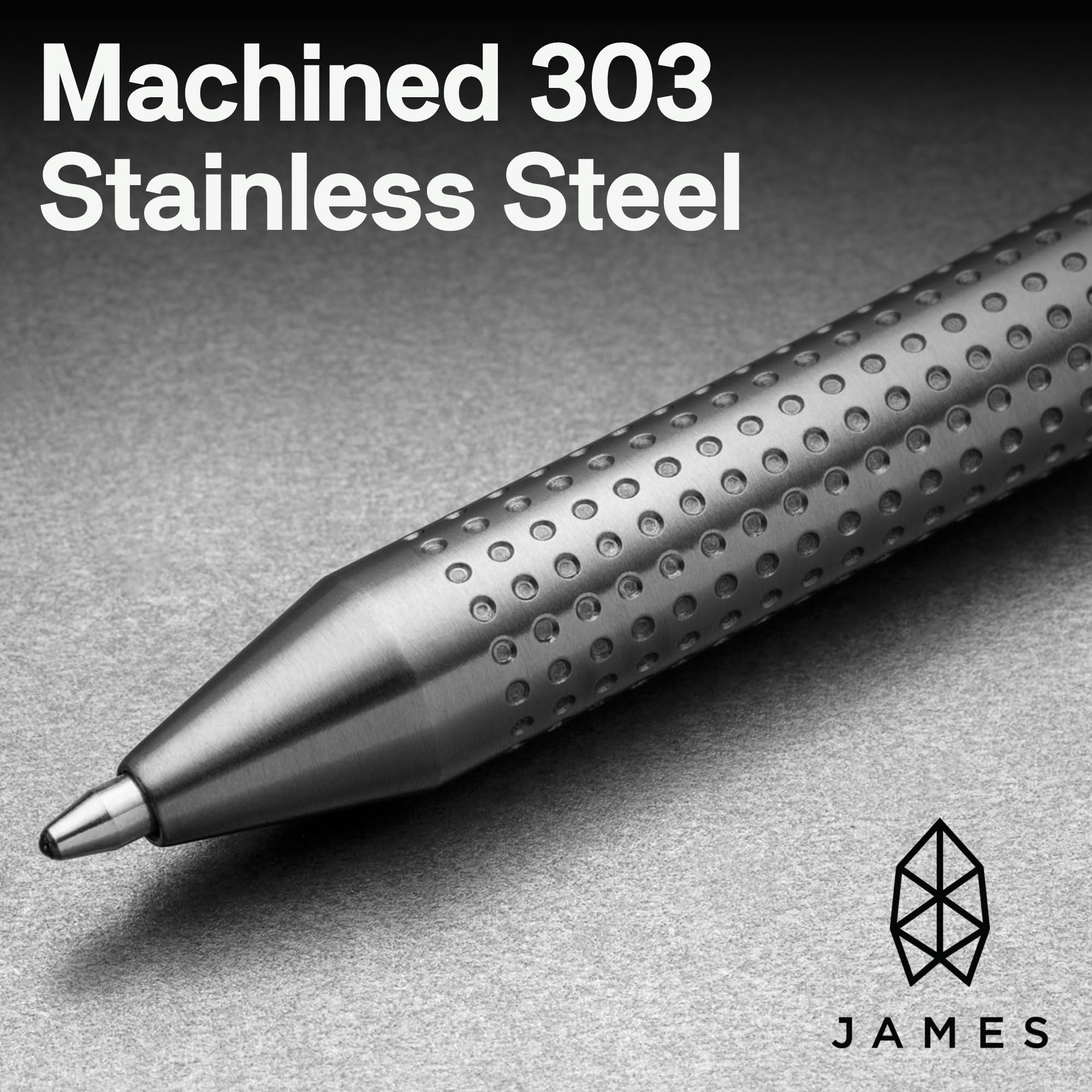 JAMES Burwell EDC Click Pen Slim Machined Stainless Steel Barrel Designed for Daily Carry Silver — view 3