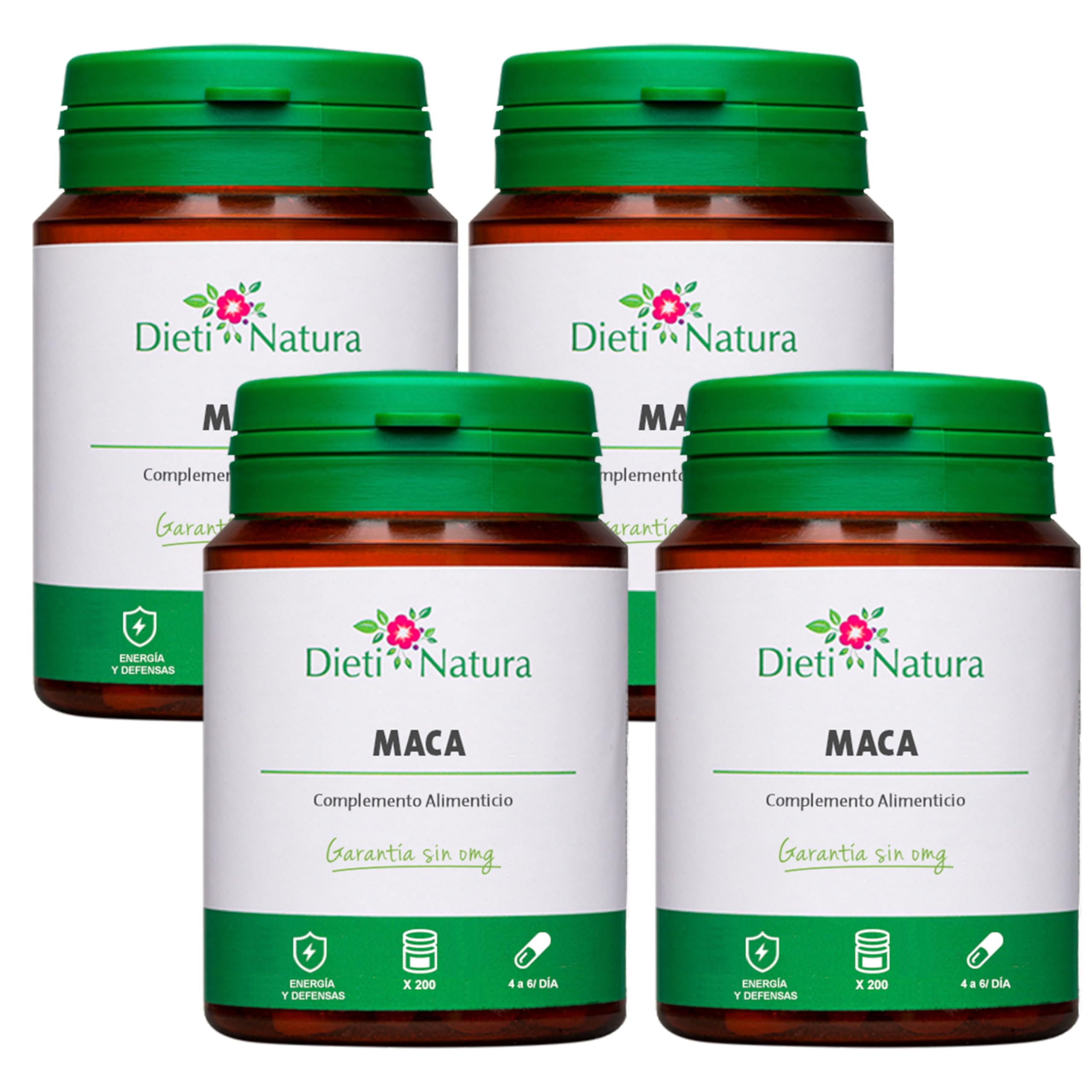 Dieti Natura Maca Peruana Pack de 4 200 cápsulas - Ayuda a dinamizar el Organismo y Estimula el Rendimiento Físico y Mental - Estimula la Líbido - Fabricado en Francia, Garantía sin OGM