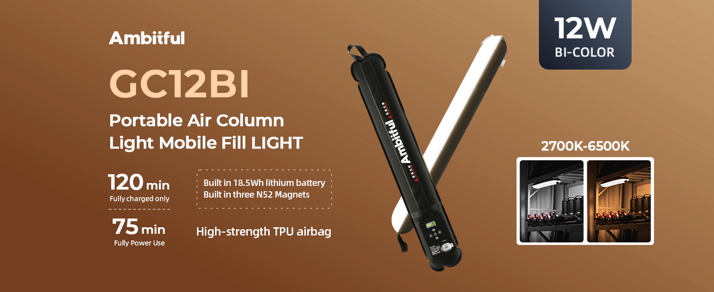 Amazon.com: AMBITFUL GC12 12W 2700K-6500K Luz LED de mano bicolor