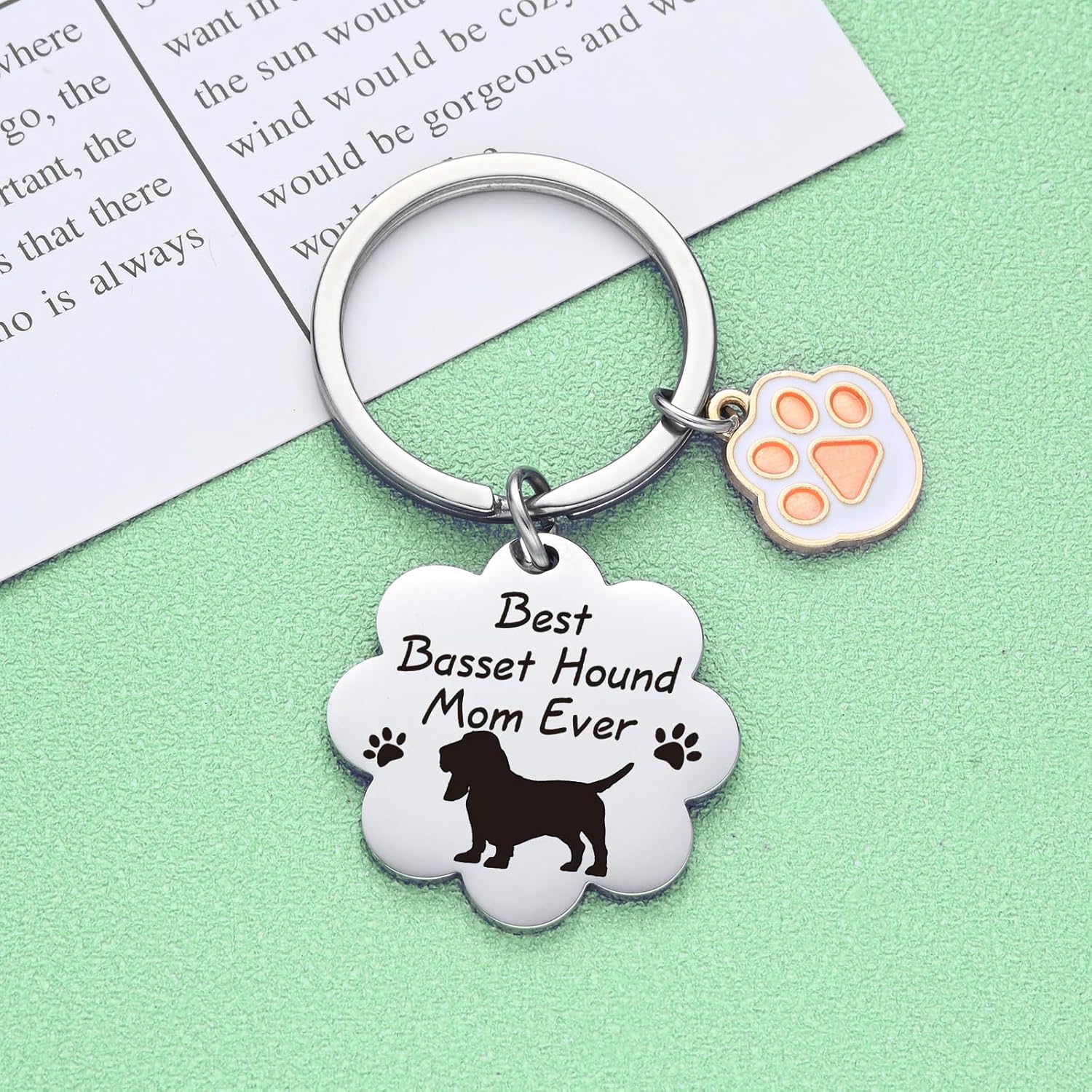 Basset Hound Gifts Basset Hound Mom Keychain Dog Lover Owner Gifts For Women Puppy Keychain - Image 3