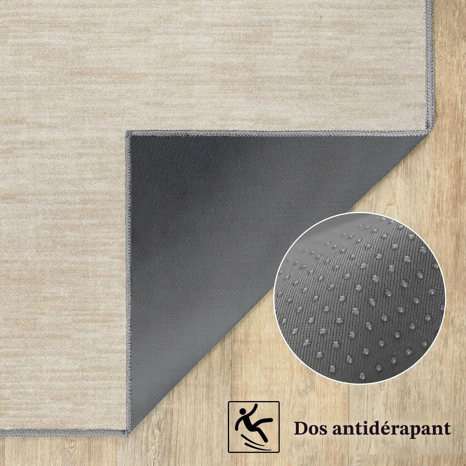 Tapis Couloir Long Antidérapant LavableTapis de Passage Couloir Long Antidérapant 80 x 500 cm Tapis de Cuisine Lavable en Machine Tapis d Entree Interieur pour Cuisine Devant Evier Beige