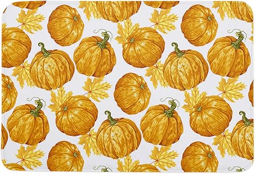 Thanksgiving Sponge Beth Mat, Indoor Bathroom Mat Absorb Water, Non Slip Washable Mud Dirt per Mats Rugs for Entrance, Orange Pumpkins Fall Maple disponible en Yaxa Peru