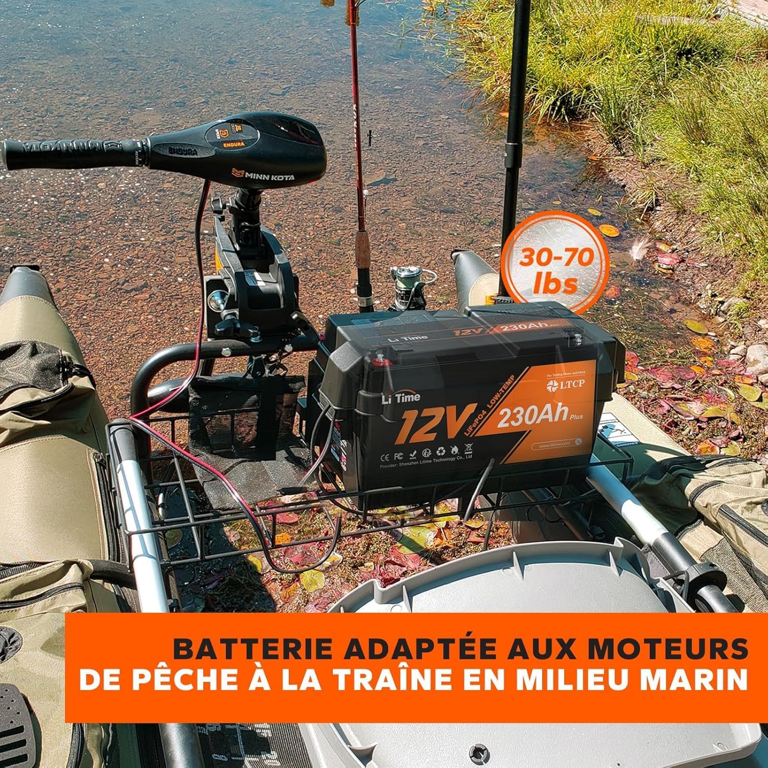 LiTime Batterie Lithium 12V 230Ah LTCP LiFePO4 pour Camper Van, Bateaux