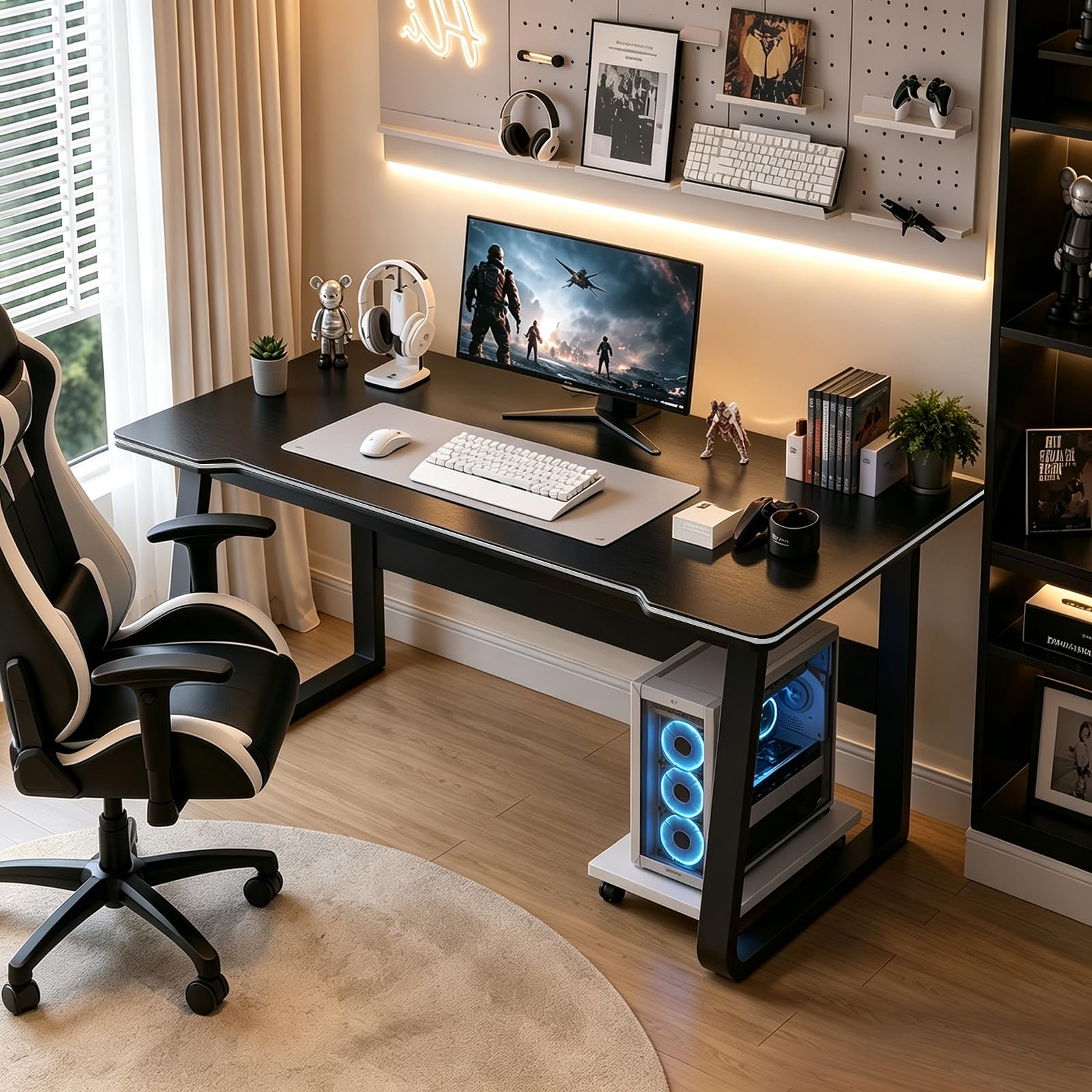 XUEGW Modern Gaming Desk, PC Table Student Writing Desks, Modern Wood Desk for Computer, Gamer Table for Office, Home
