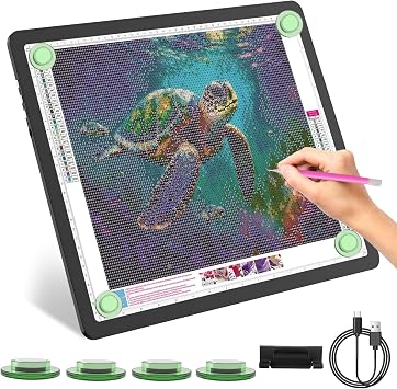 YINGWOND Rechargeable A3 Light Pad for Diamond Painting with 4000mAh Battery,Side Physical Buttons,Diamond Art Light Board,Magnetic Light Pad 13.4x18.2,LED Light Box for Tracing,Drawing,Weeding Vinyl