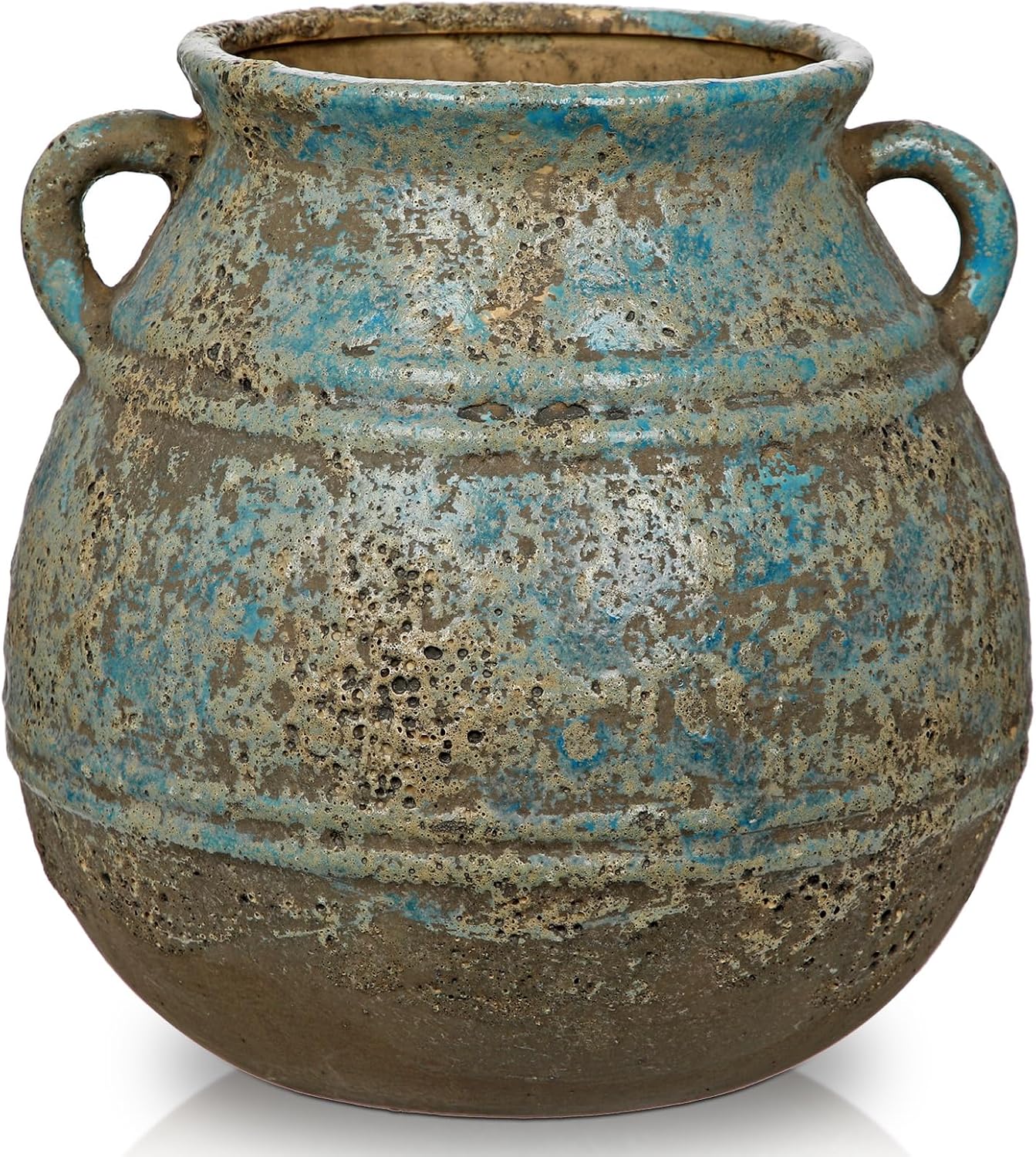 Hollyone Blue Ceramic Planters 7 Inch Large Vintage Ceramic Pots for Plants Indoor Outdoor Plant Planters Fit Mid Century Succulent Plant Stand Flower Pots Home Decor