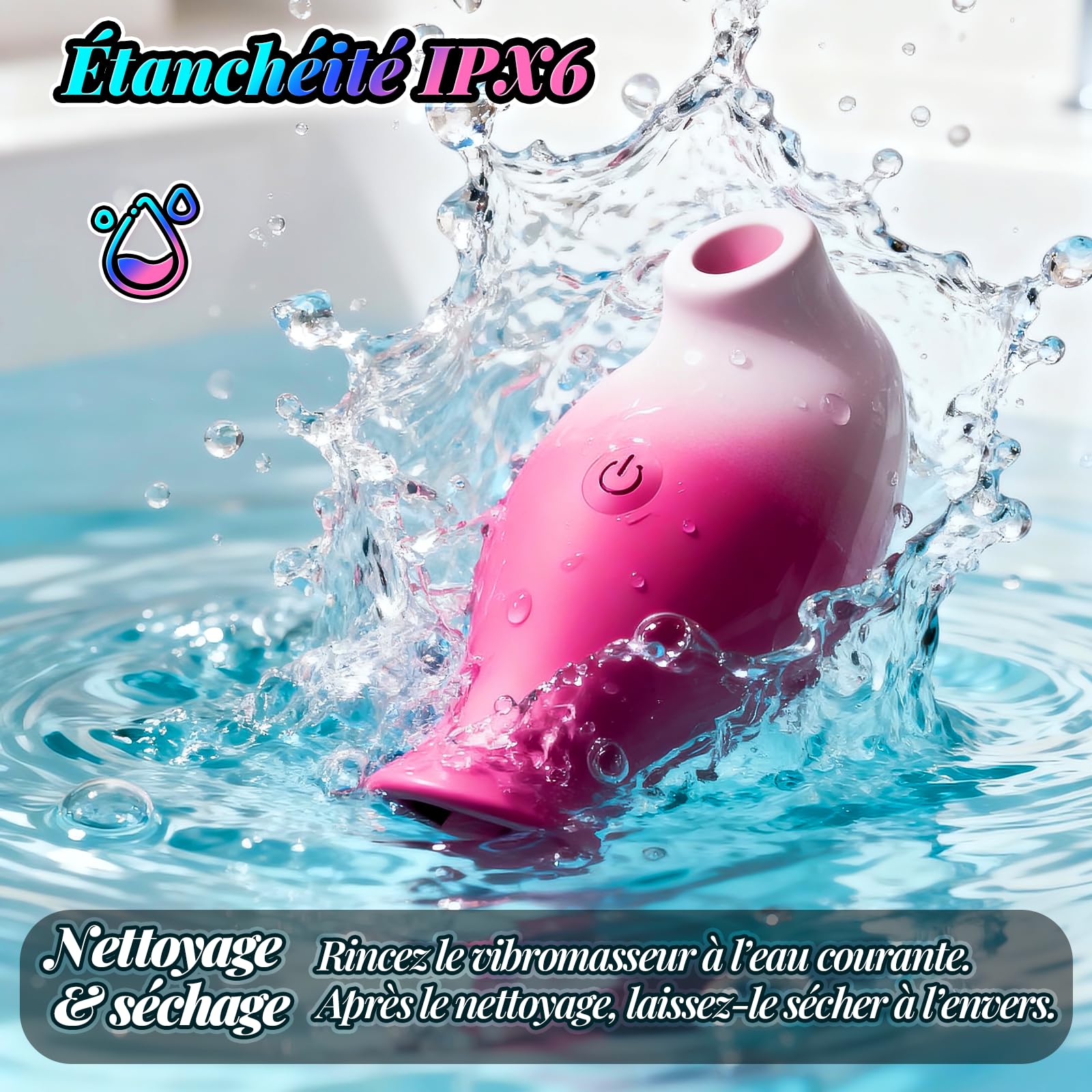 Vibromasseur Femme Clitoridien Sex Toys, 2-EN-1 Silencieux Vibromasseurs avec 10 Modes Succion & Langue, APP Contrôle, Vibro-masseur Rose Sextoyse Femme, Stimulateur Clito et Mamelons par Succion