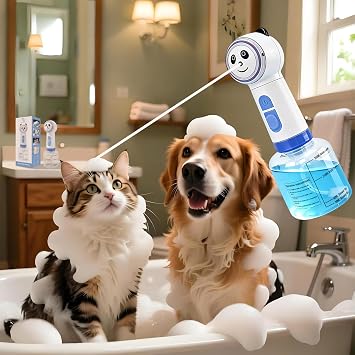 Newly Upgraded Electric Foaming Shampoo Dispenser for Dog&Cat Bath | Magnetic Rechargeable, Extra Charging Cable 2 Total, Automatic Foam Soap Sprayer for Multi-Surface Cleaning, Kitchen/Bath