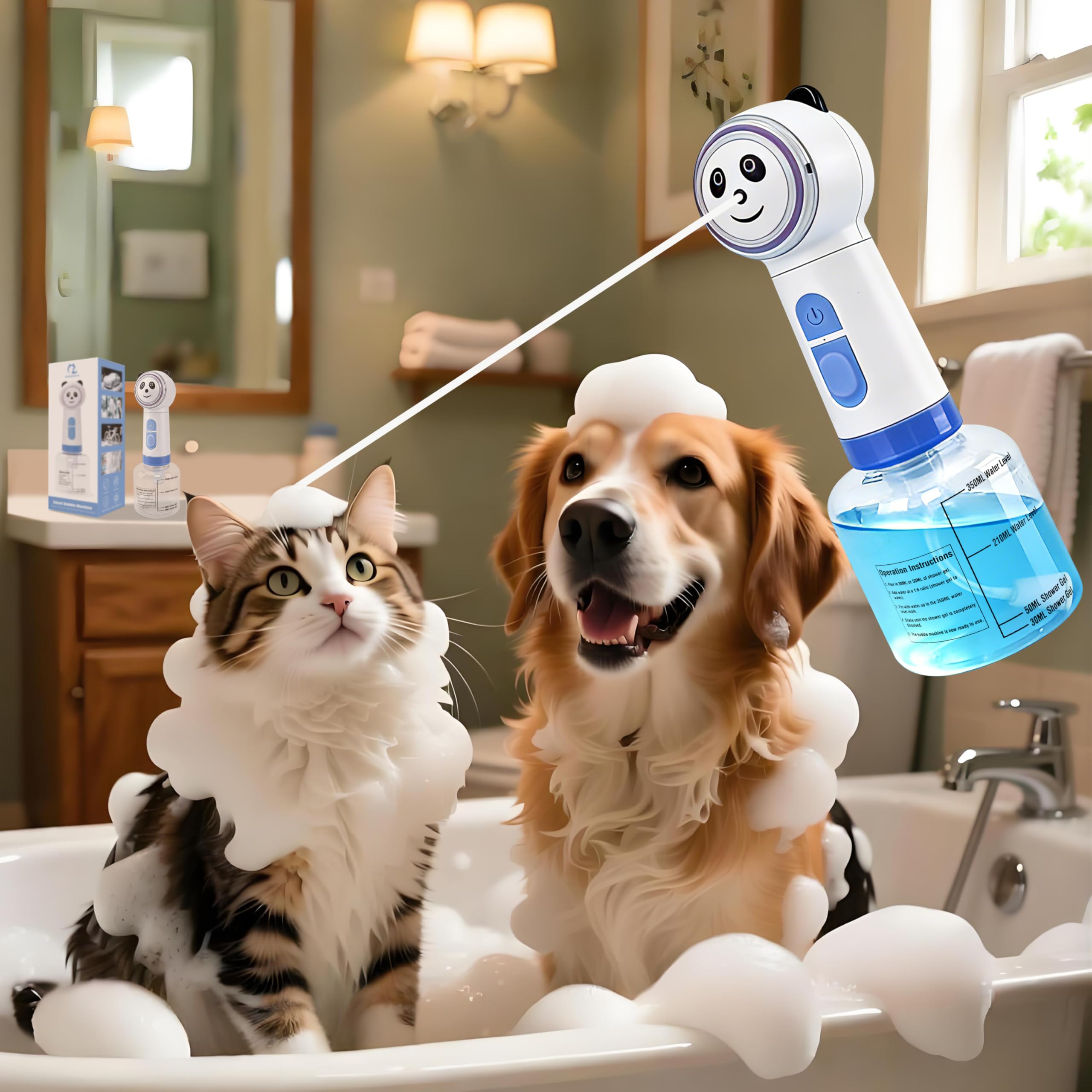 Distributeur de savon pour chat et chien électrique moussant avec chargeur
