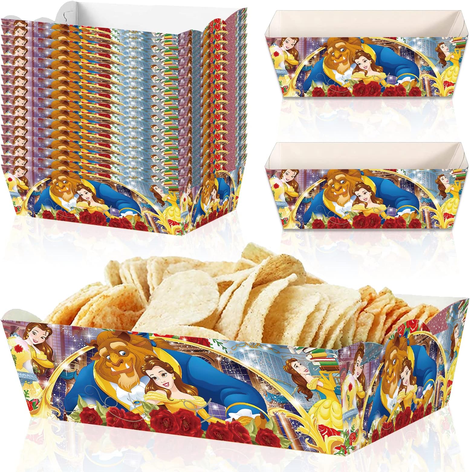 Baderke 100 Pcs Party Paper Food Trays, 2lb Disposable Nacho