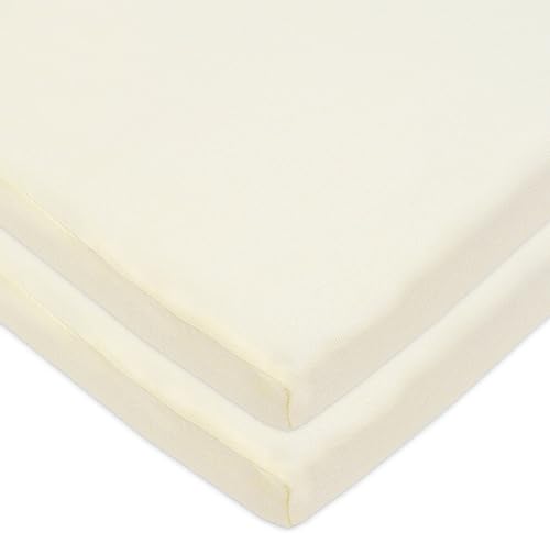 American Baby Company Paquete de 2 sábanas ajustadas de 100 % algodón de 18 x 36 pulgadas, compatibles con moisés Mika Micky, crudo, suave y