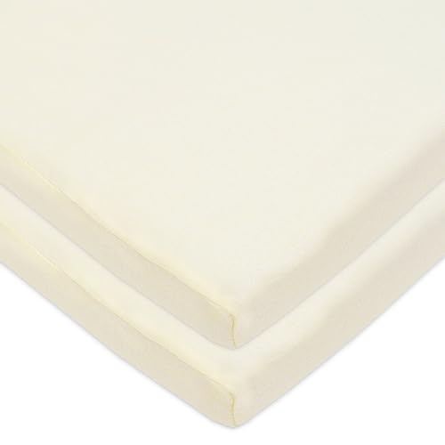 American Baby Company Paquete de 2 sábanas ajustadas de 100 % algodón de 18 x 36 pulgadas, compatibles con moisés Mika Micky, crudo, suave y