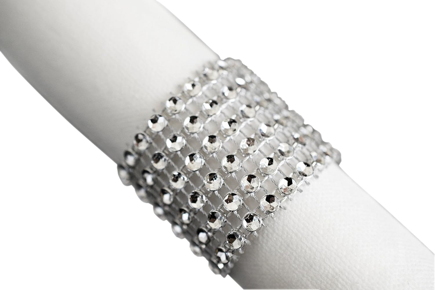 OCCASIONS FINEST PLASTIC TABLEWARE Rhinestone Style Napkin Rings (120 Pieces, Silver)