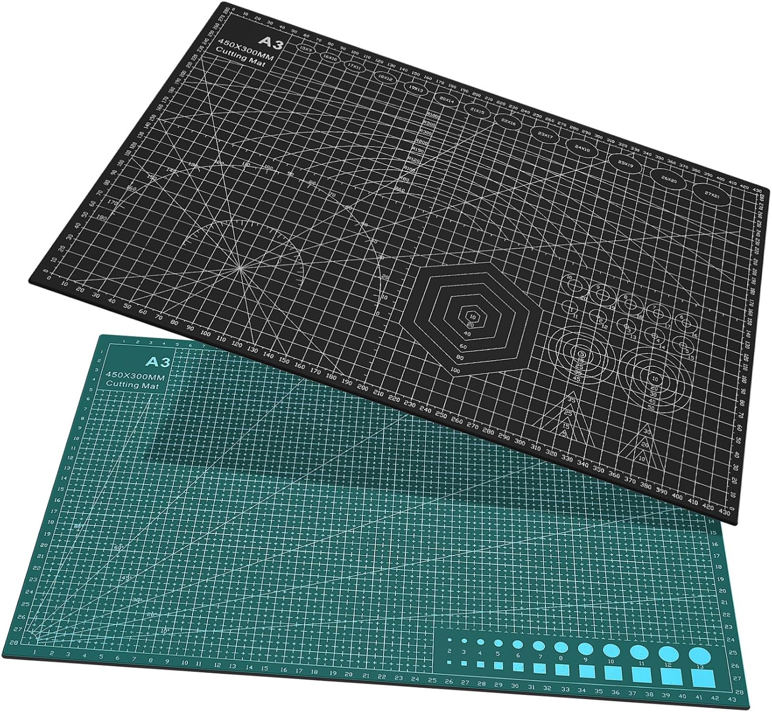TEHAUX 2pcs Cutting Mats for Crafts Double-sided Gridded Cutting Board Lightweight Art Mat for Sewing Quilting and Home Decor