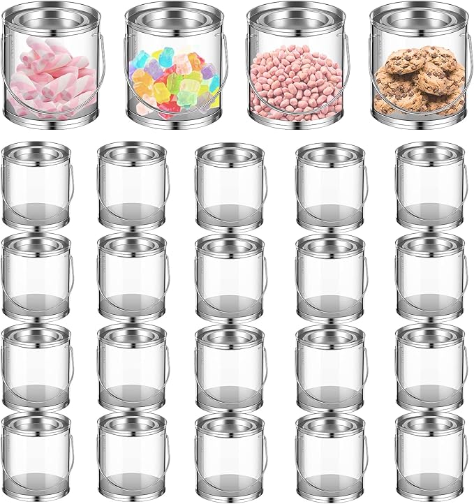 Merkaunis 24PCS Paint Cans Clear Plastic Paint Cans 3 x 3