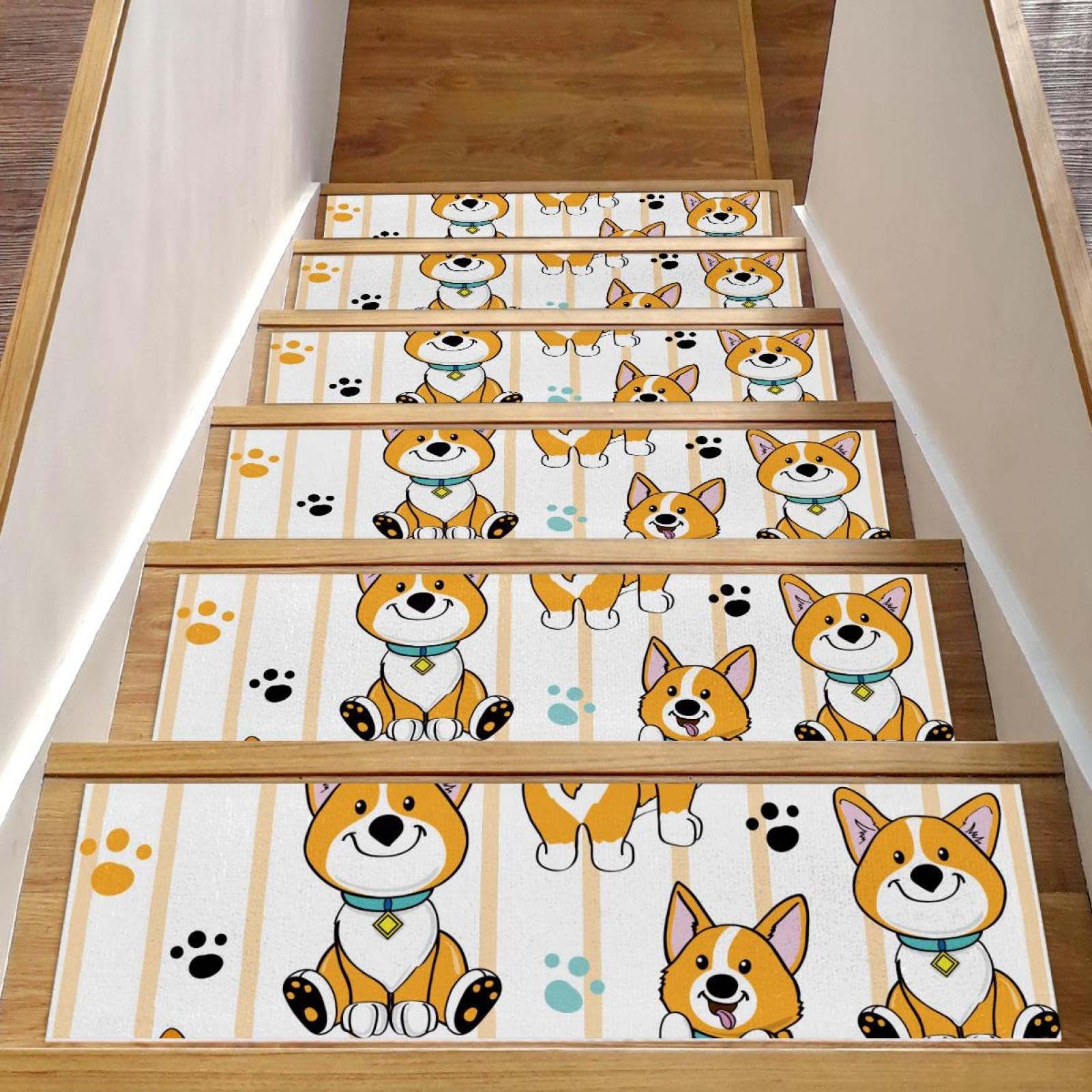 Tapis d'escalier antidérapants lot de 15 pour marches en bois 76x20 cm