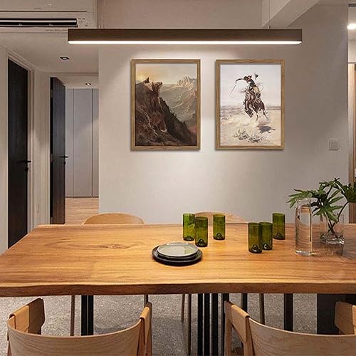 Miniatura 9 de Juego de 3 pinturas de pared de vaquero occidental, pinturas vintage de vaquero del suroeste del oeste, carteles de toro de cuerno largo occidental,