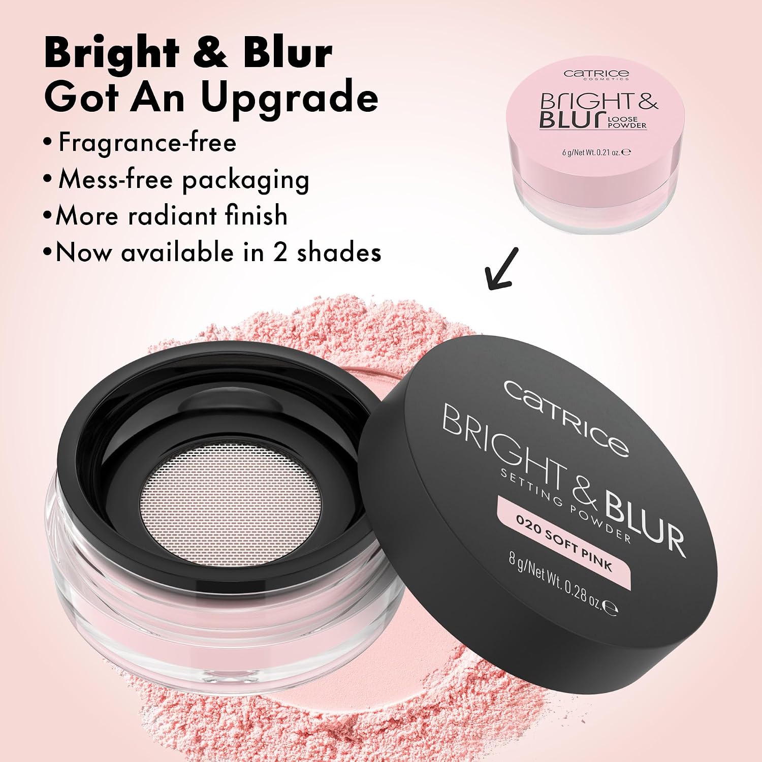 Catrice Bright & Blur Loose Setting Powder | Fragrance Free, Lightweight, Instant-Blurring Finish | Vegan & Cruelty Free (020 | Soft Pink)